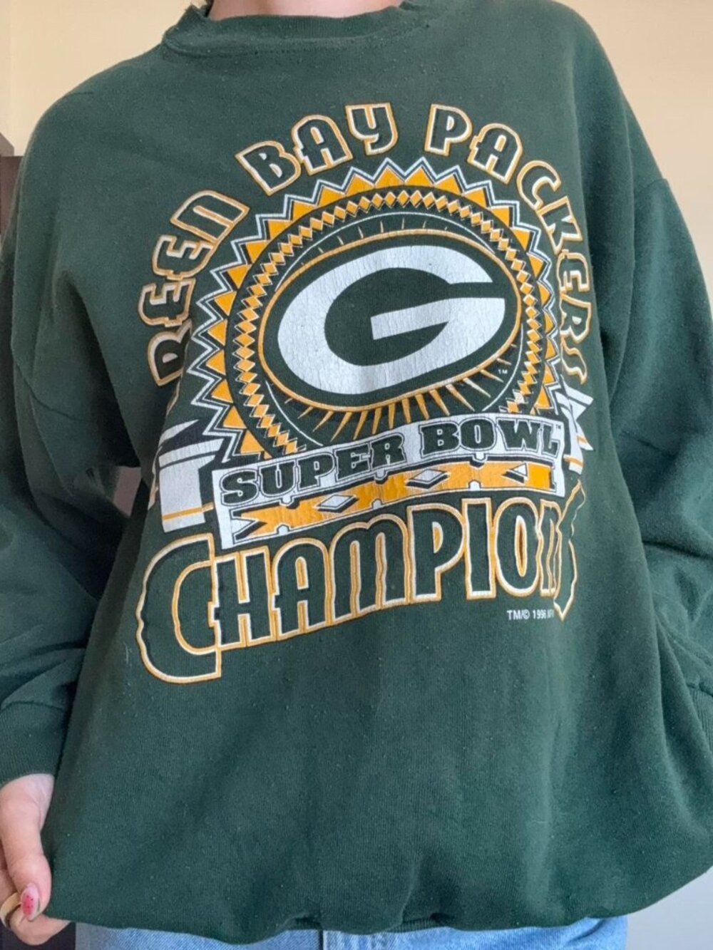 Vintage Green Bay Packers Super Bowl Champions graphic crewneck sweatshirt